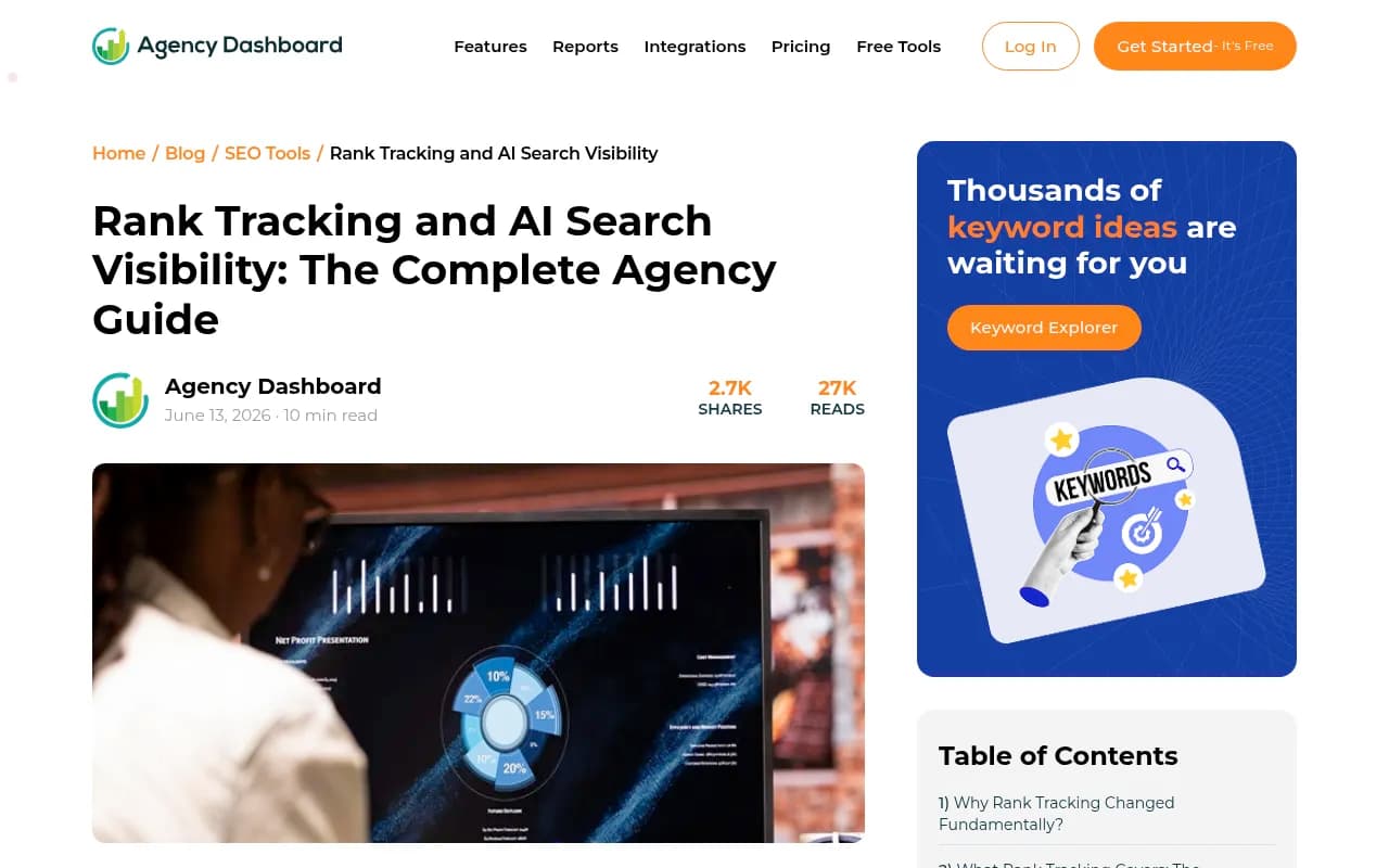 Agency Dashboard guide on tracking both traditional rankings and AI search visibility