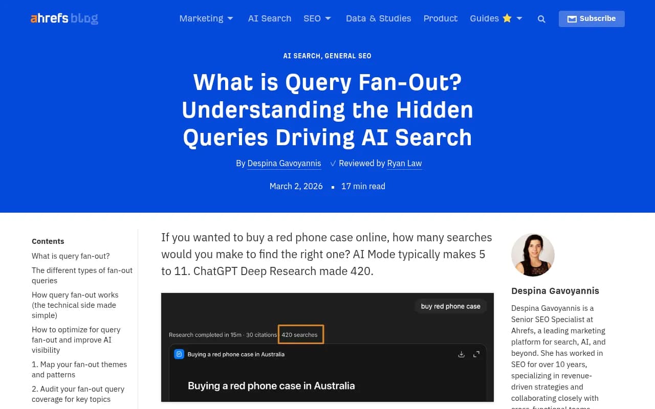 Ahrefs guide to understanding query fan-out and AI search behavior