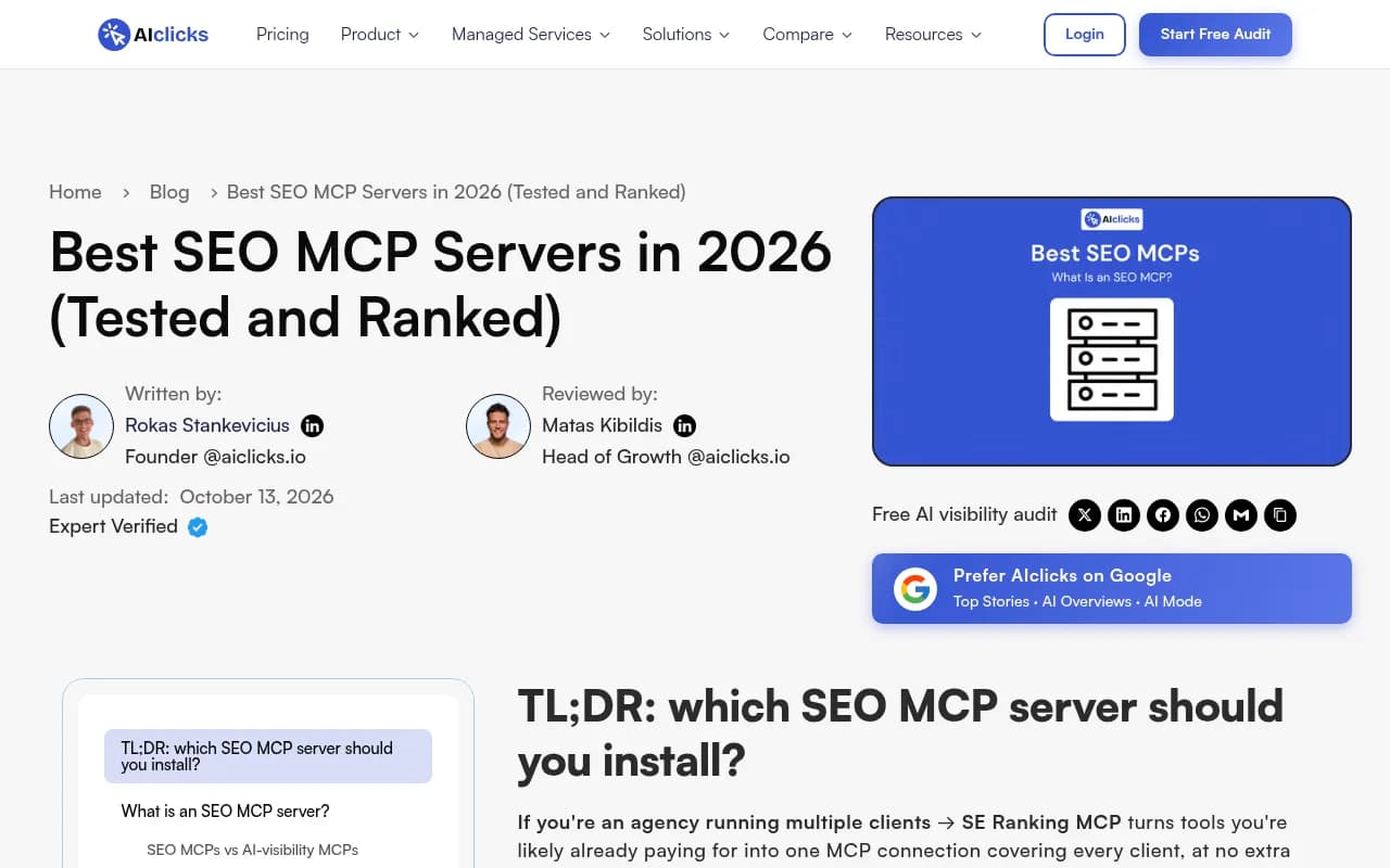 Best SEO MCP servers tested and ranked, with pricing and plan requirements compared
