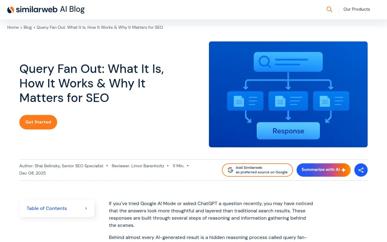 Similarweb's explainer on how query fan-out breaks one prompt into many sub-queries