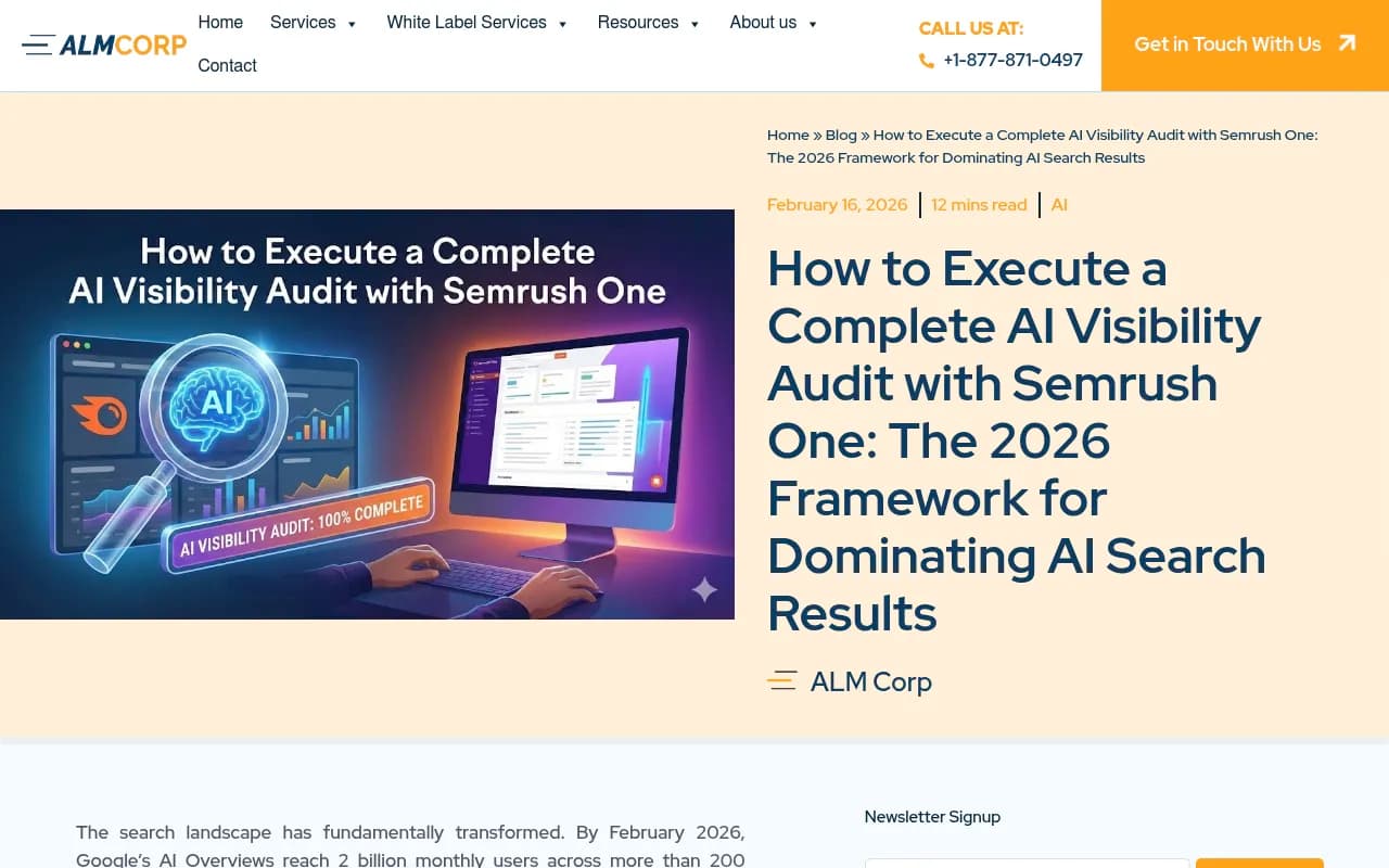 Semrush AI visibility dashboard
