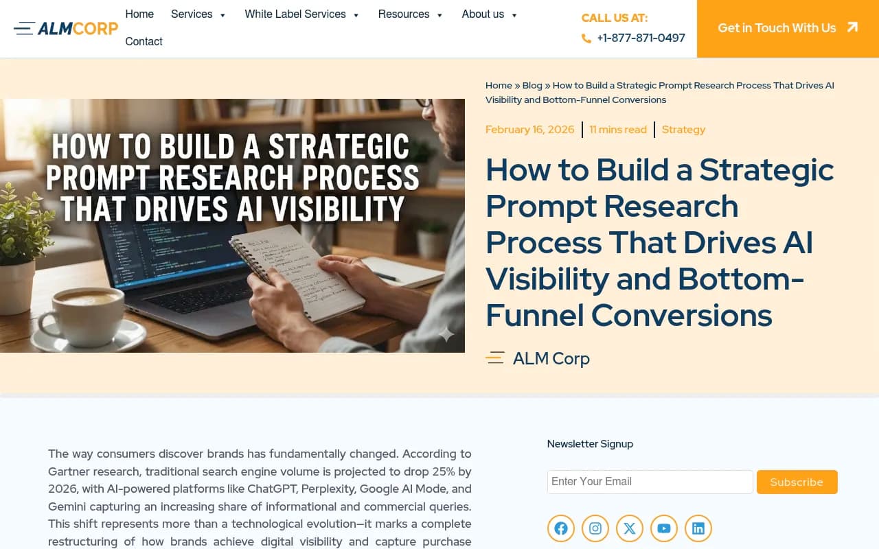 Prompt tracking dashboard showing citation data