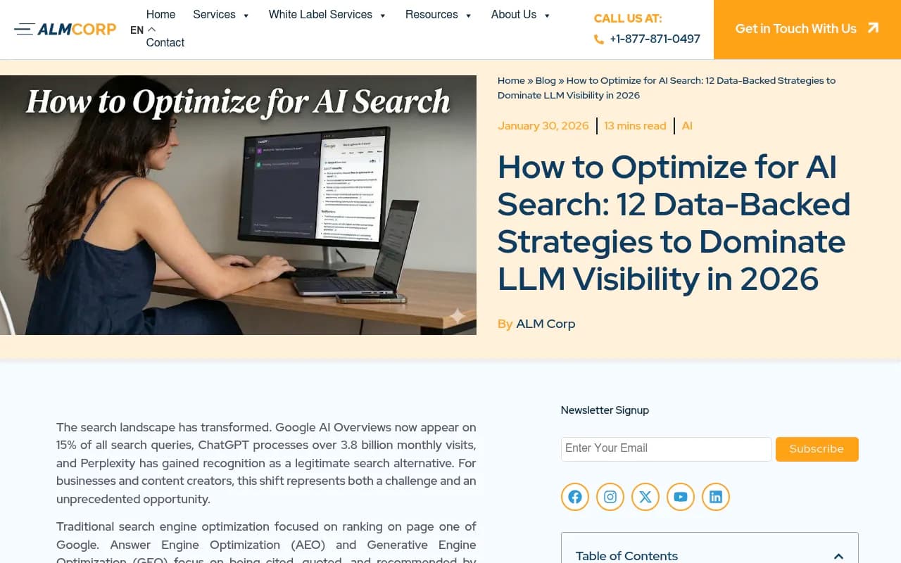 AI Search Optimization guide covering LLM visibility strategies for 2026