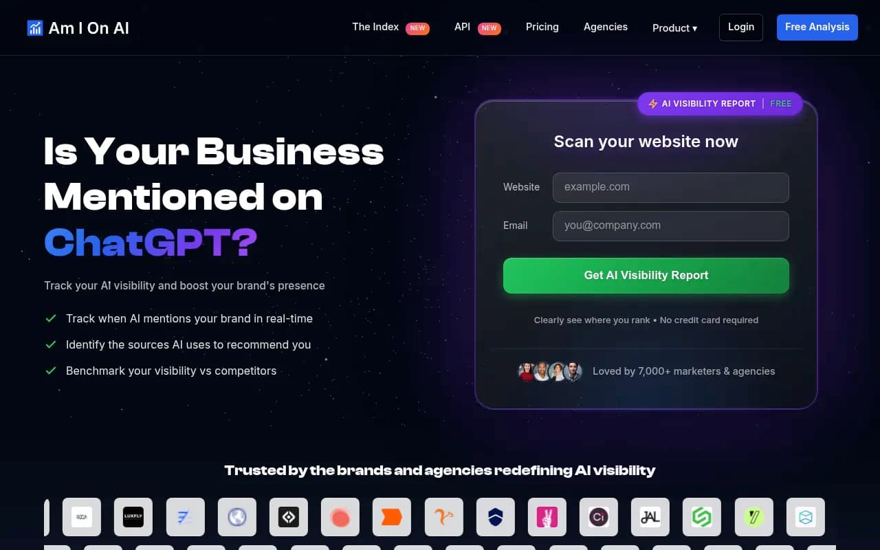 Screenshot of Amionai website