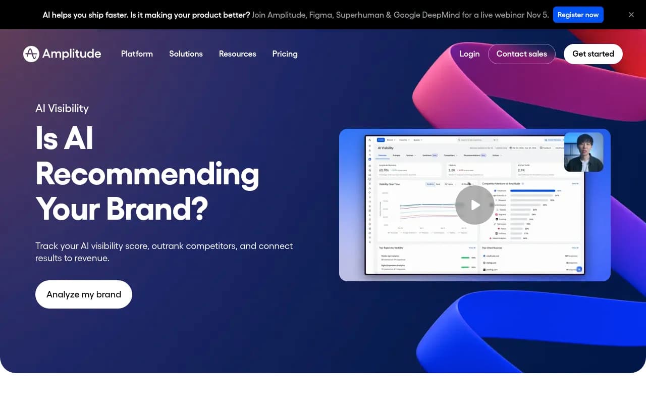 Amplitude AI Visibility platform page