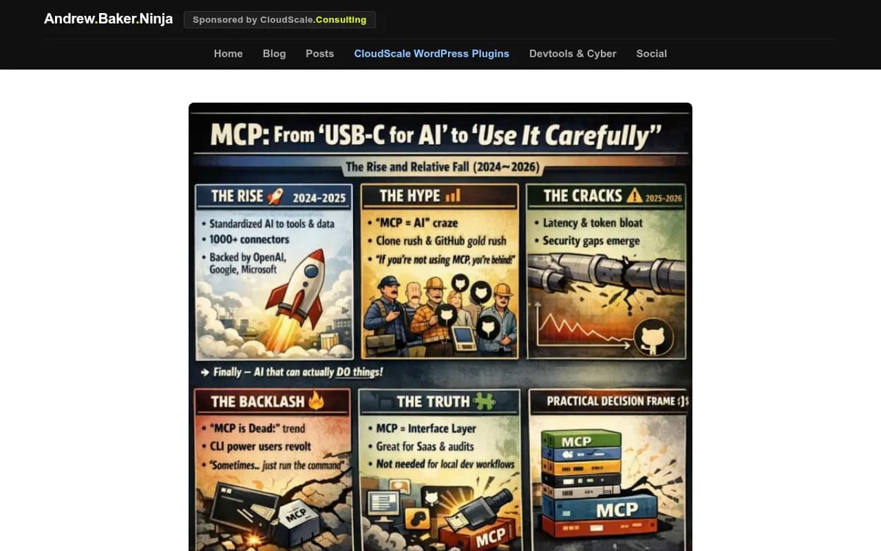 MCP adoption curve and architectural overview from Andrew Baker's 2026 analysis