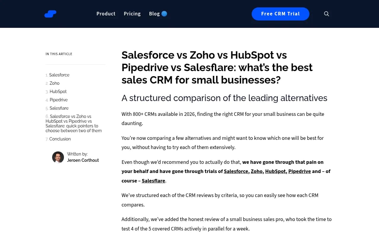 Pipedrive comparison screenshot