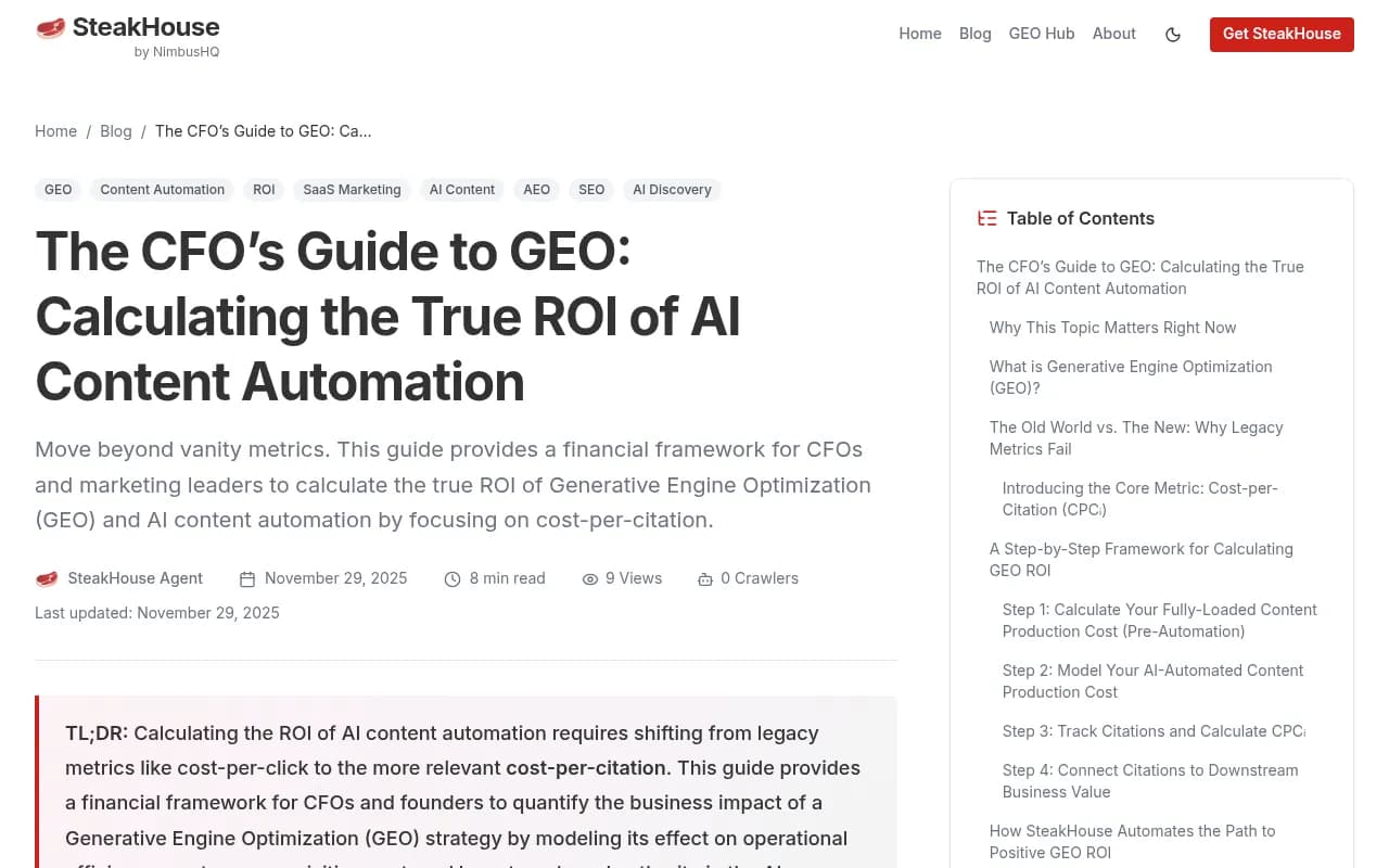 CFO Guide to GEO ROI