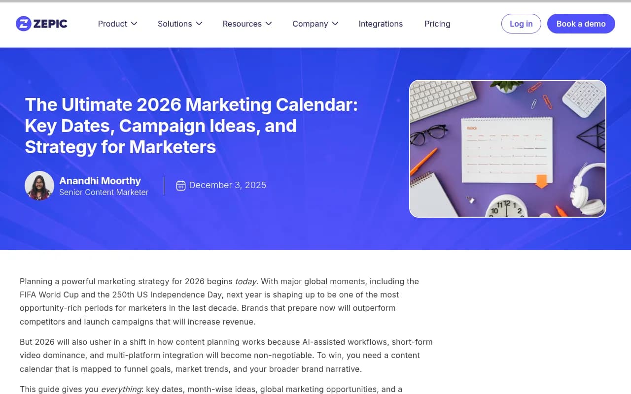 2026 Marketing Calendar Overview