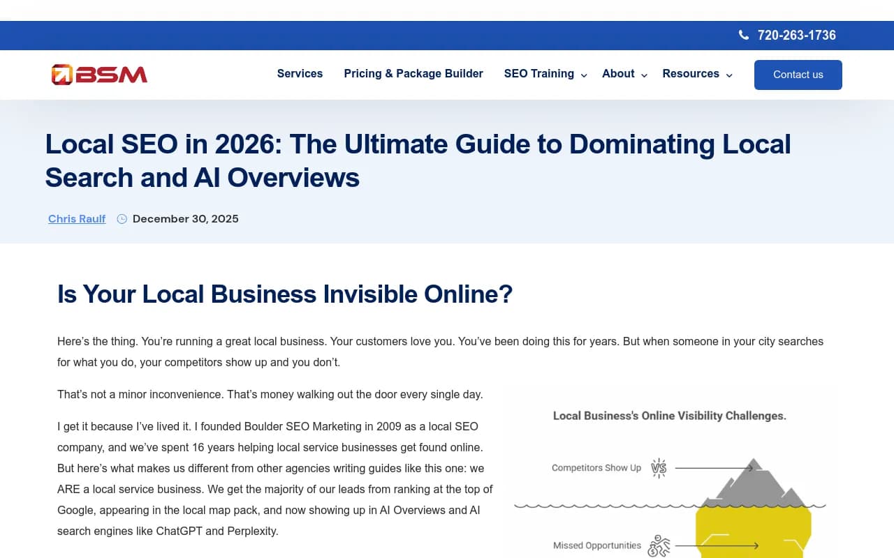 Local SEO guide showing comprehensive content structure