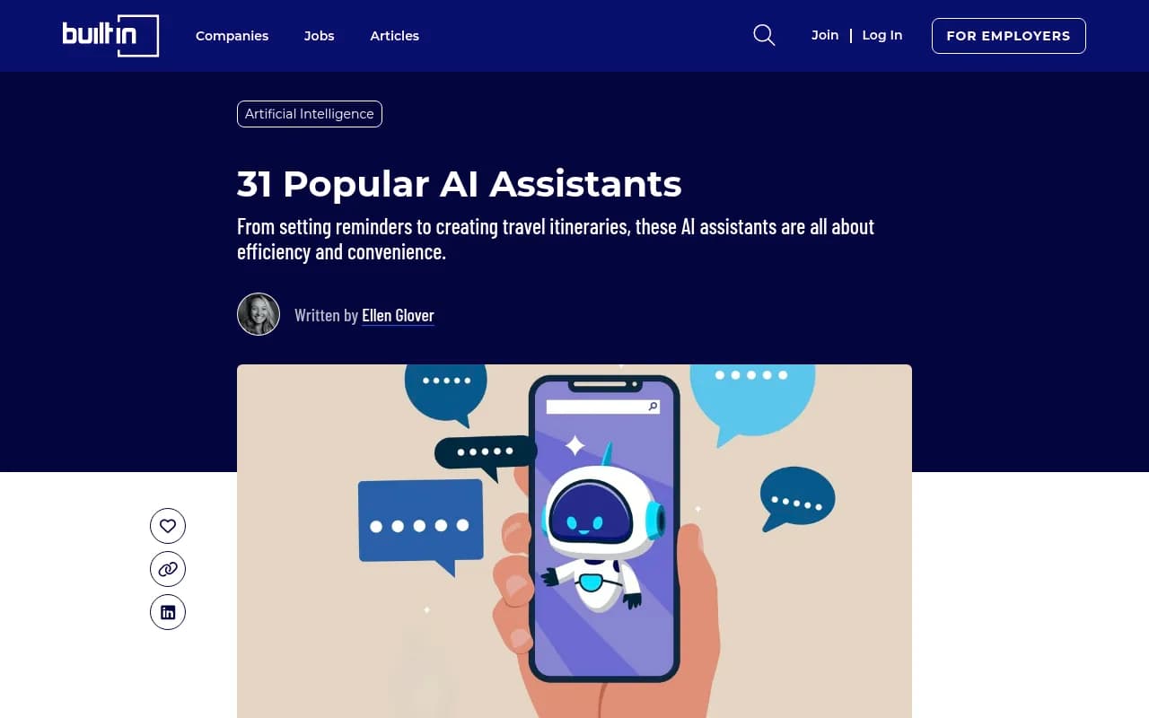 Built In's roundup of popular AI assistants in 2026, covering Siri, Alexa+ and others