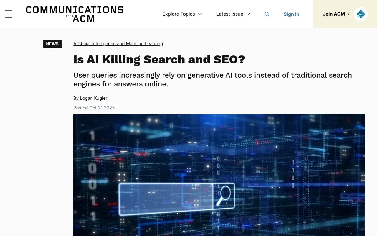 Communications of the ACM research on AI search and SEO