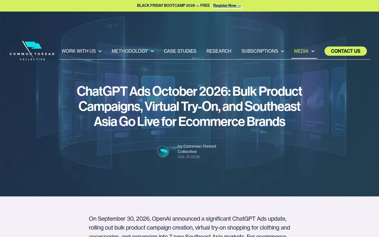 OpenAI's ChatGPT Ads update covering bulk product campaigns and virtual try-on for ecommerce brands
