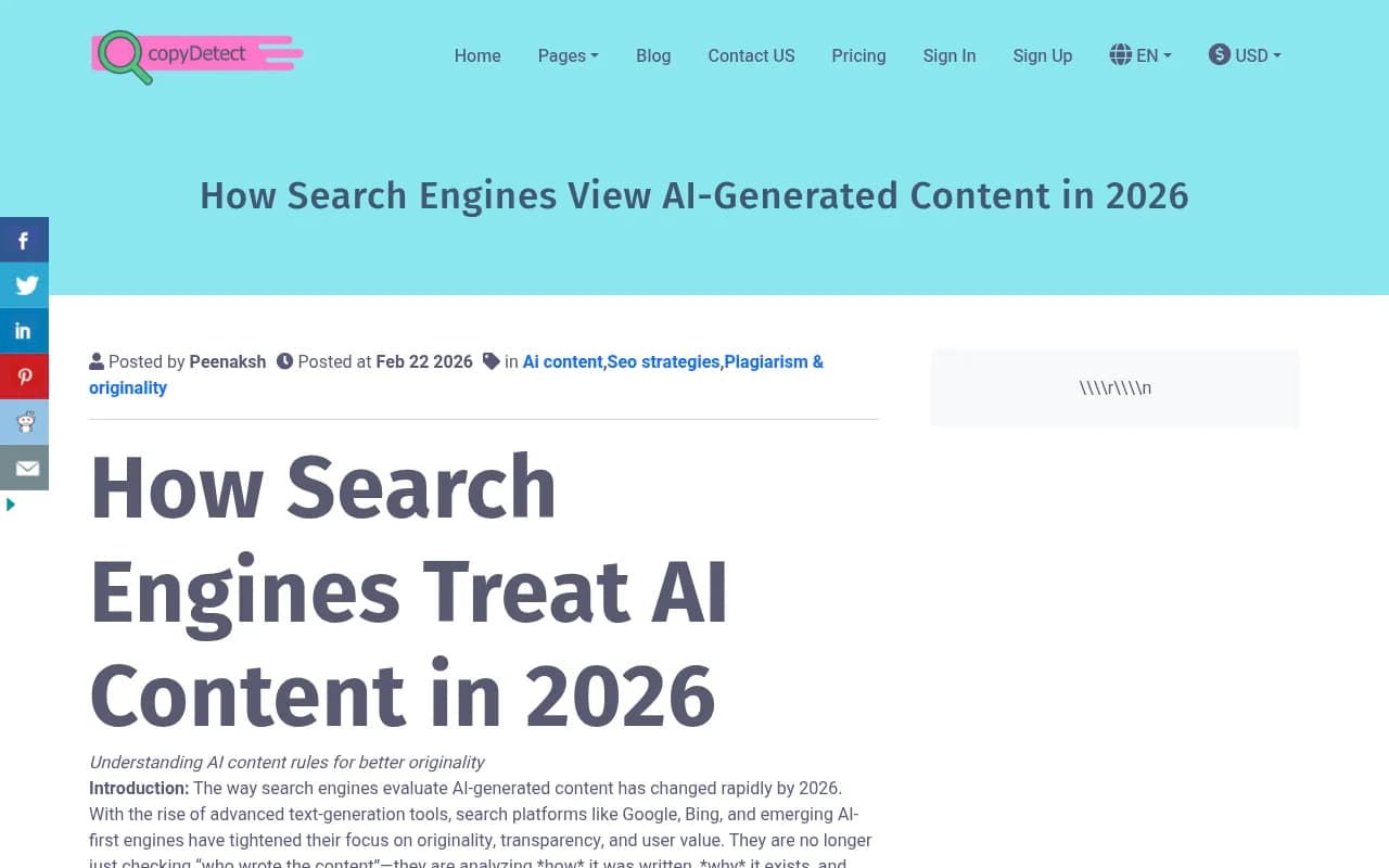 Search engine treatment of AI content
