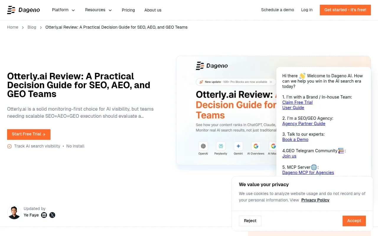 Otterly.AI review and alternatives comparison overview