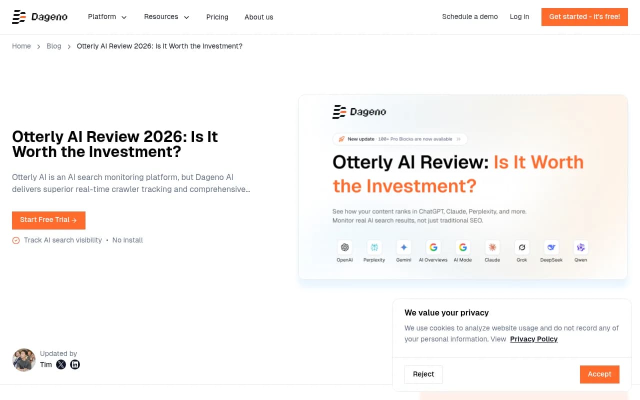 Otterly AI Review 2026 - feature and pricing breakdown from Dageno AI