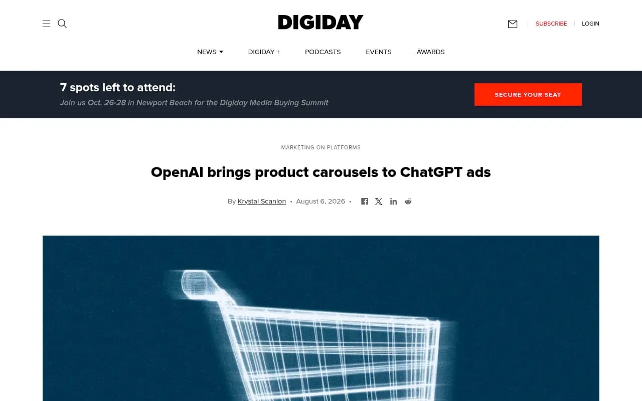 OpenAI's mockup of a sponsored product carousel in ChatGPT