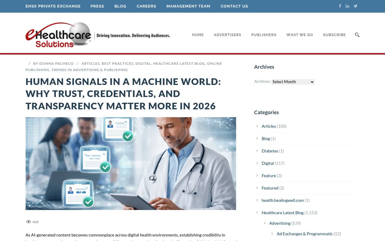 Healthcare content trust signals and transparency requirements