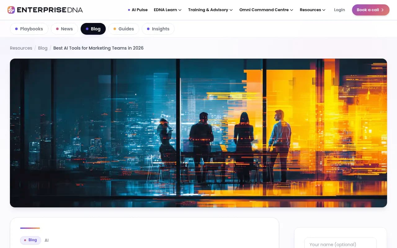 Enterprise DNA guide to AI tools for marketing teams, grouped by job