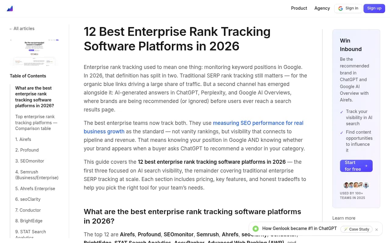 Enterprise rank tracking platforms comparison for 2026
