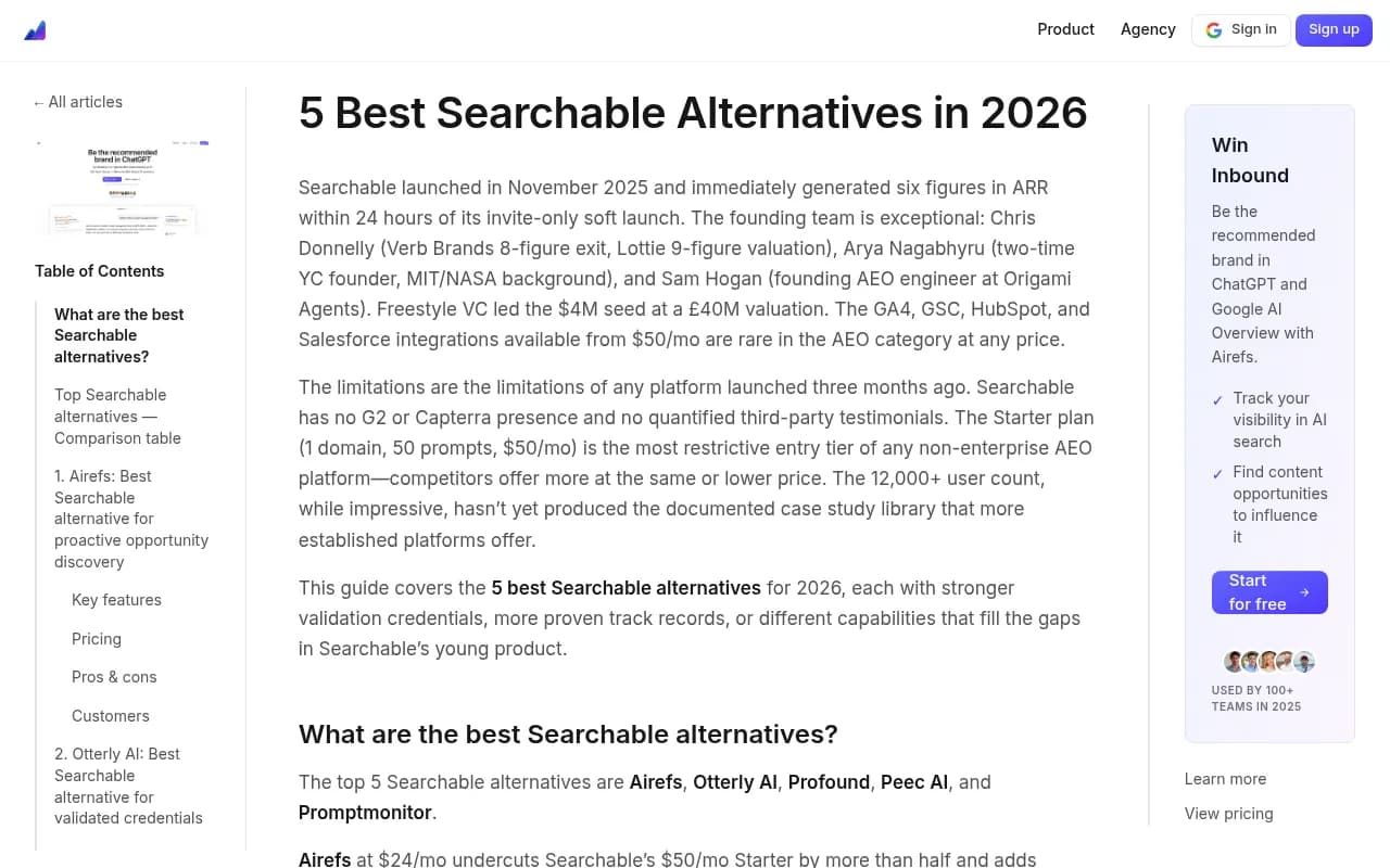 Comparison of Searchable alternatives in 2026