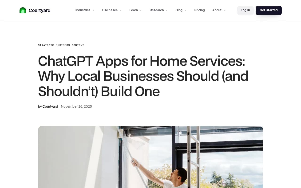 Courtyard blog post on ChatGPT apps for home services, explaining why geography matters for local discovery
