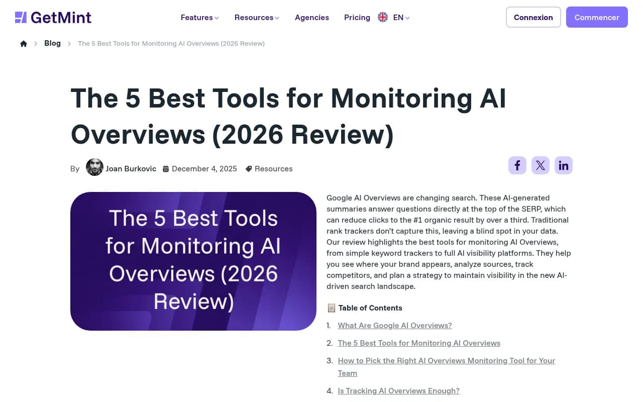 AI Overviews monitoring tools comparison