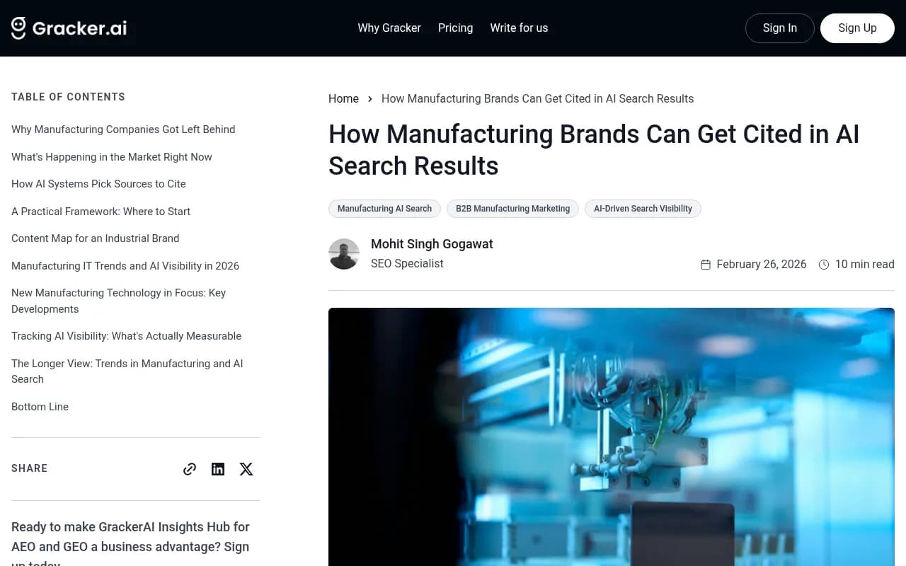Manufacturing AI search citation data