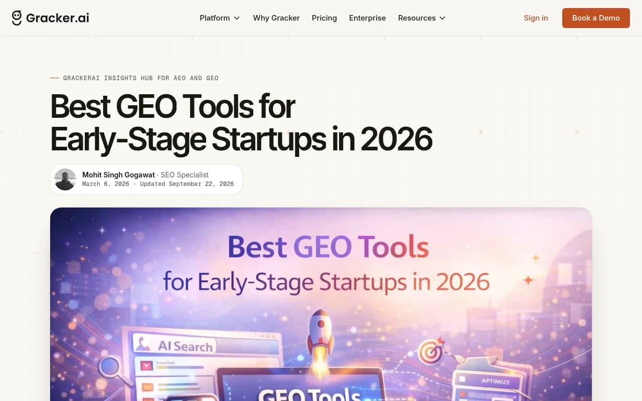 GrackerAI's list of GEO tools for early-stage startups