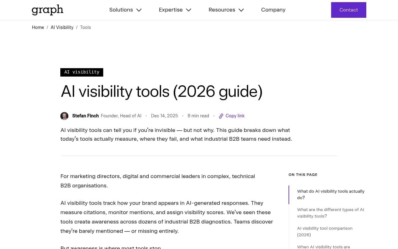 AI Visibility Tools 2026 Guide showing the gap between measurement and optimization