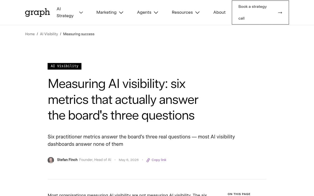 Graph Digital's framework for measuring AI visibility against board-level questions