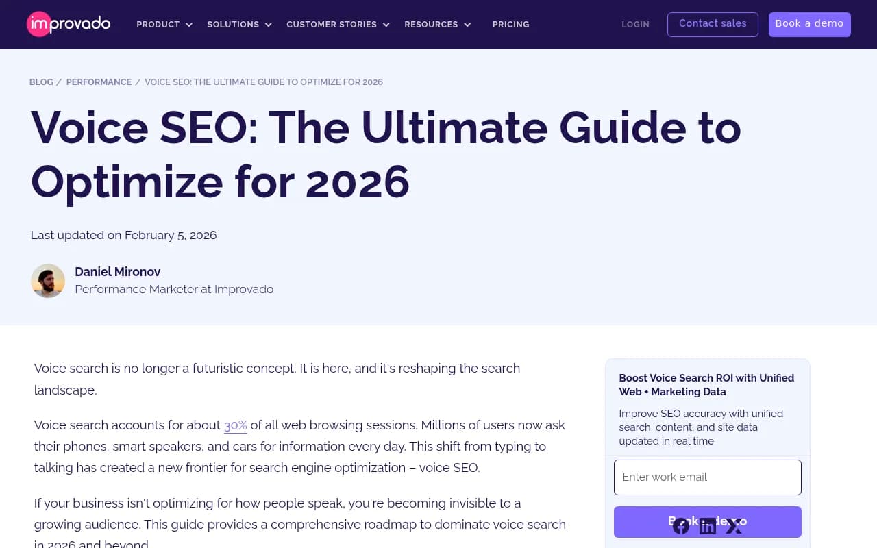 Voice SEO optimization guide showing structured data and conversational content