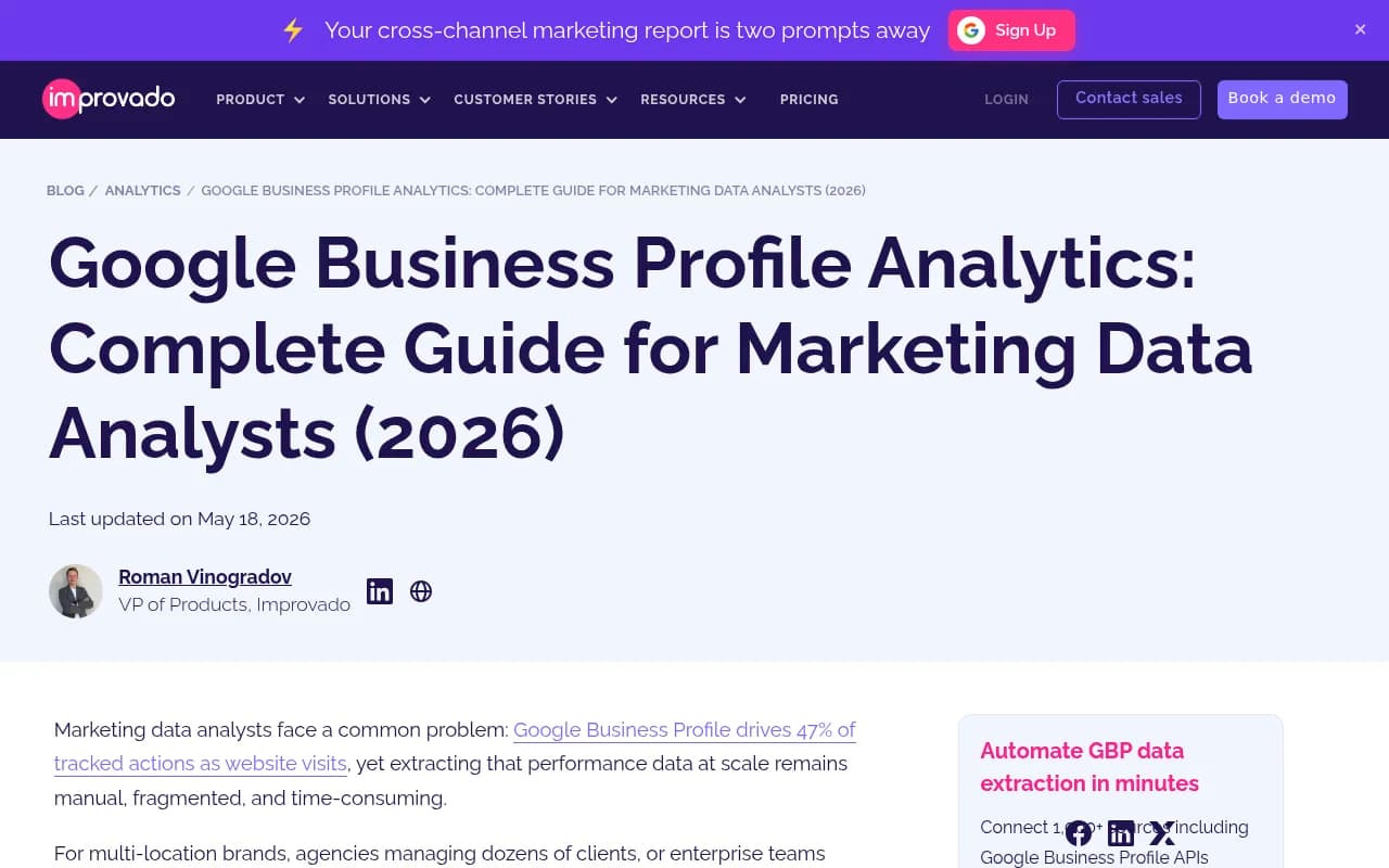 Google Business Profile Analytics Guide showing key metrics and data pipeline setup