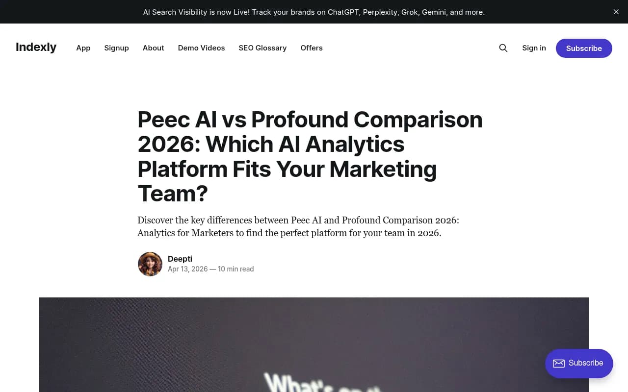 Comparison of AI visibility platforms including Peec AI and Profound