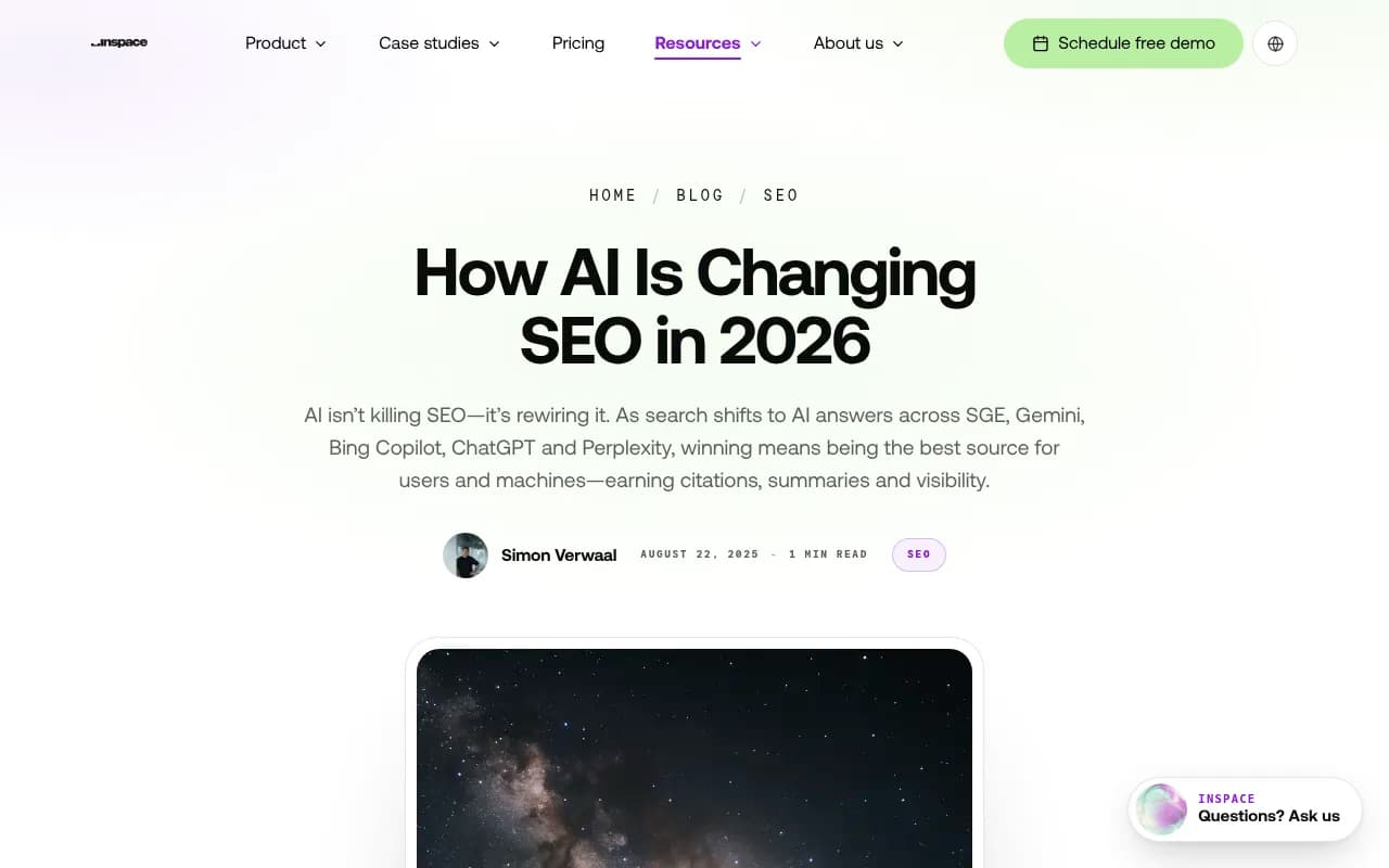 InSpace blog post on how AI is changing SEO in 2026