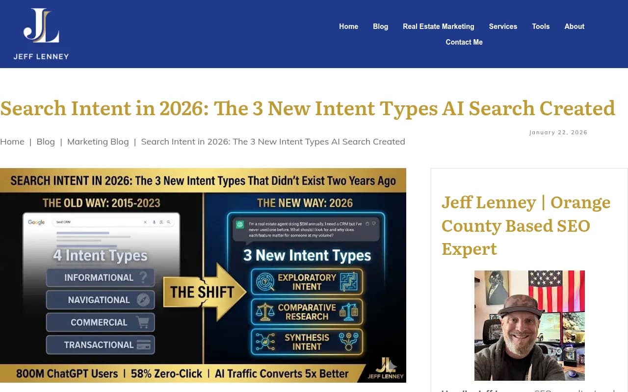 Jeff Lenney's 2026 analysis of new AI search intent types