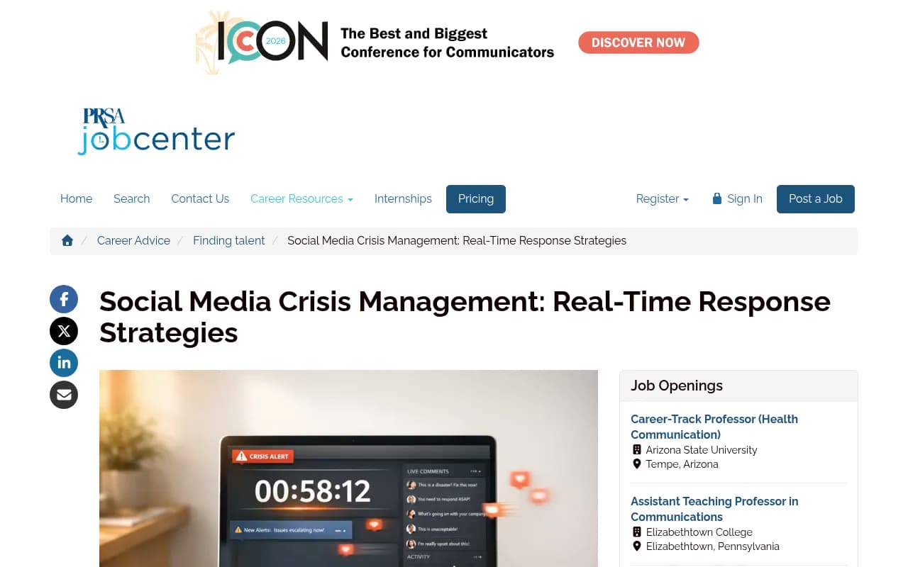 Social media crisis management framework showing escalation steps