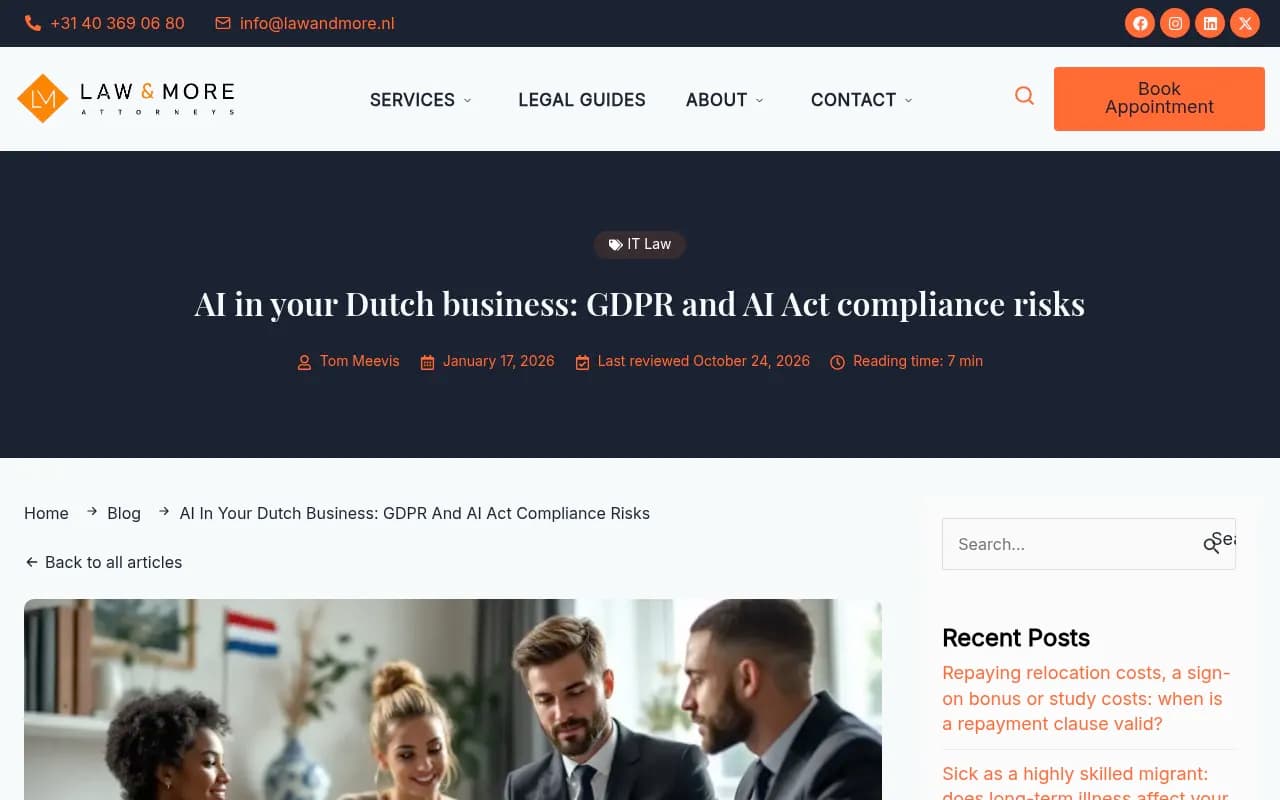 Law & More article on GDPR and AI Act duties for Dutch businesses using AI