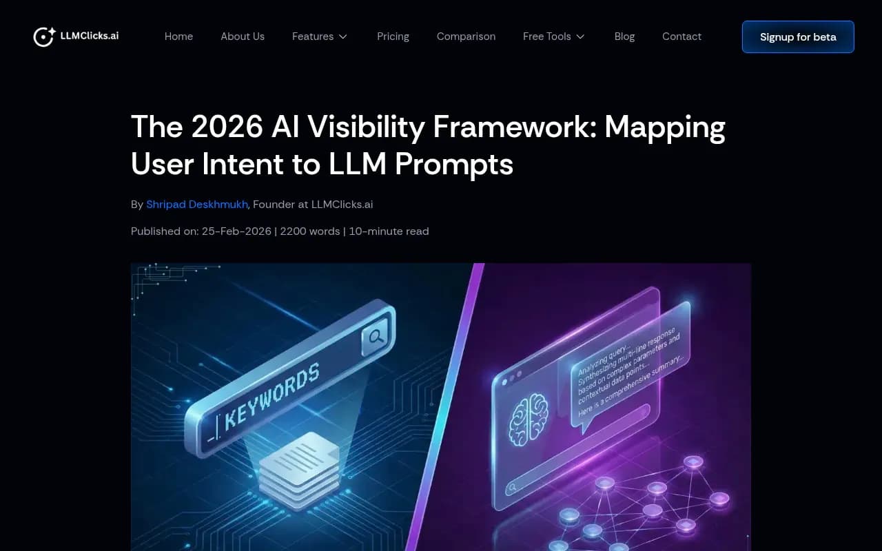 AI Visibility Framework showing the shift from keyword-based to intent-based search