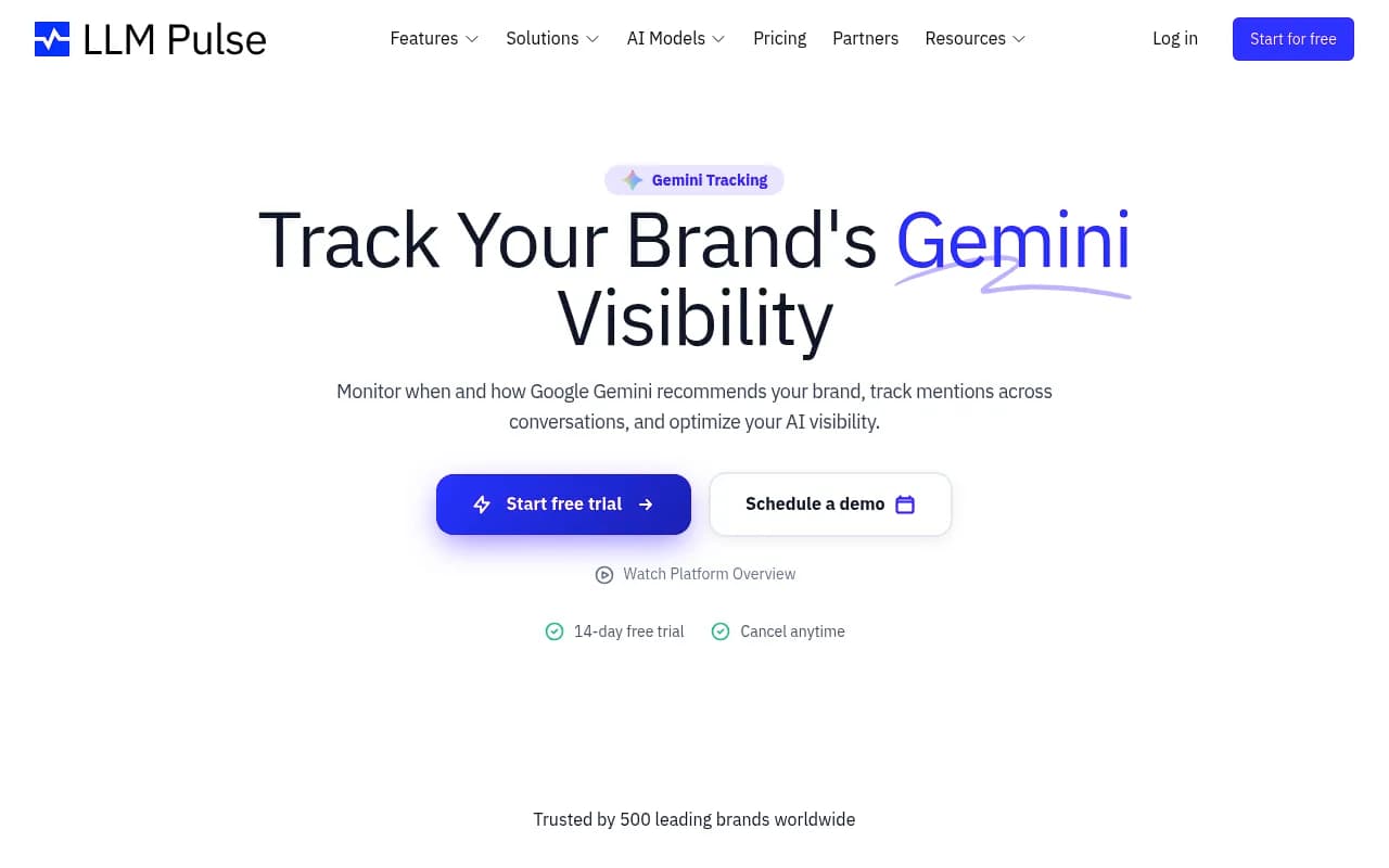 Gemini Visibility Tracker interface showing brand mention monitoring