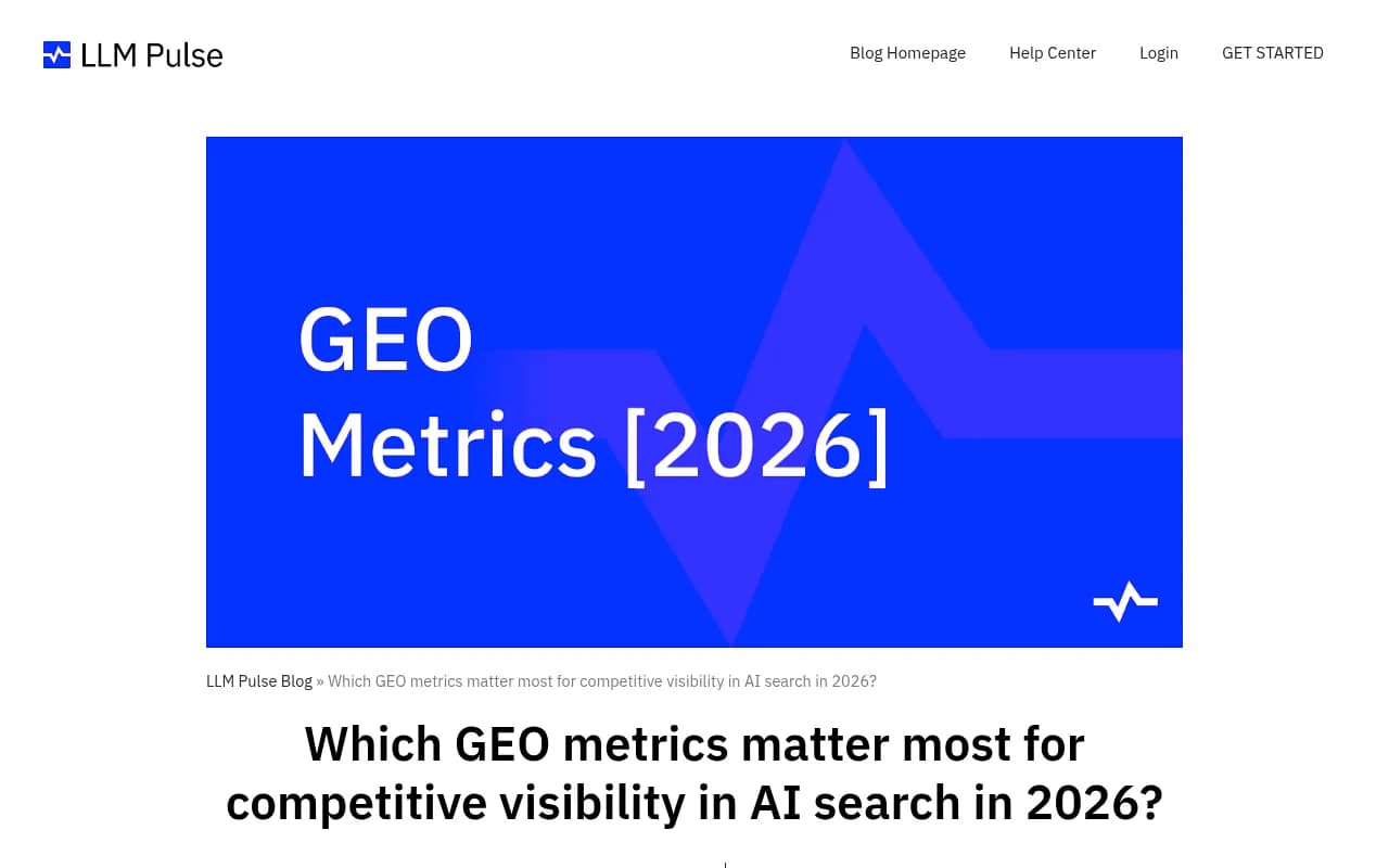 GEO metrics dashboard