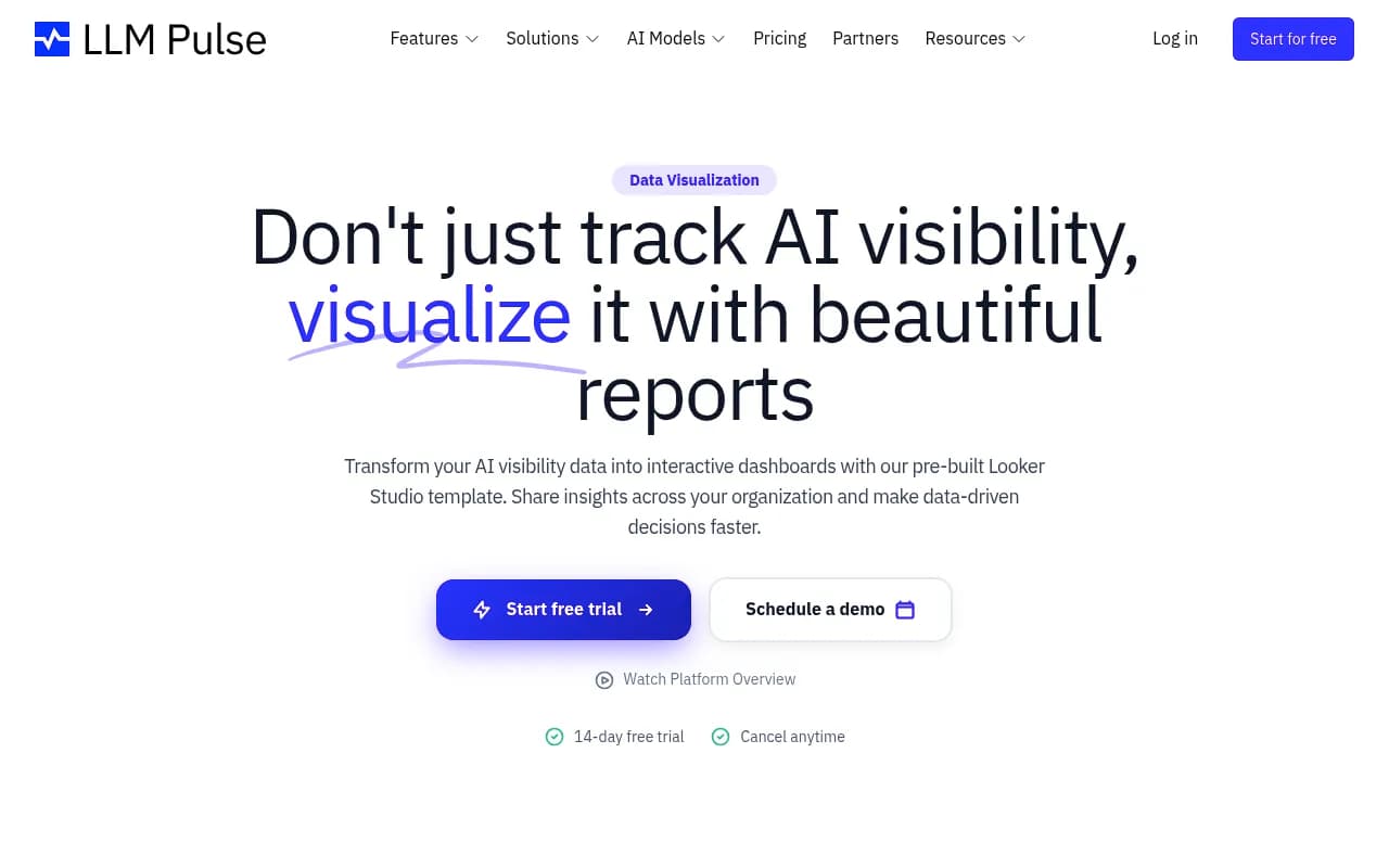 Looker Studio Integration - Visual AI Visibility Dashboards | LLM Pulse