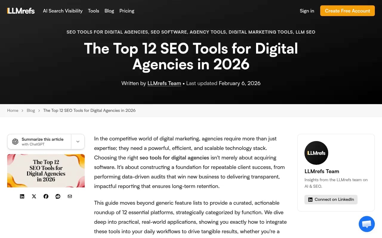 Screenshot showing AI search analytics dashboard