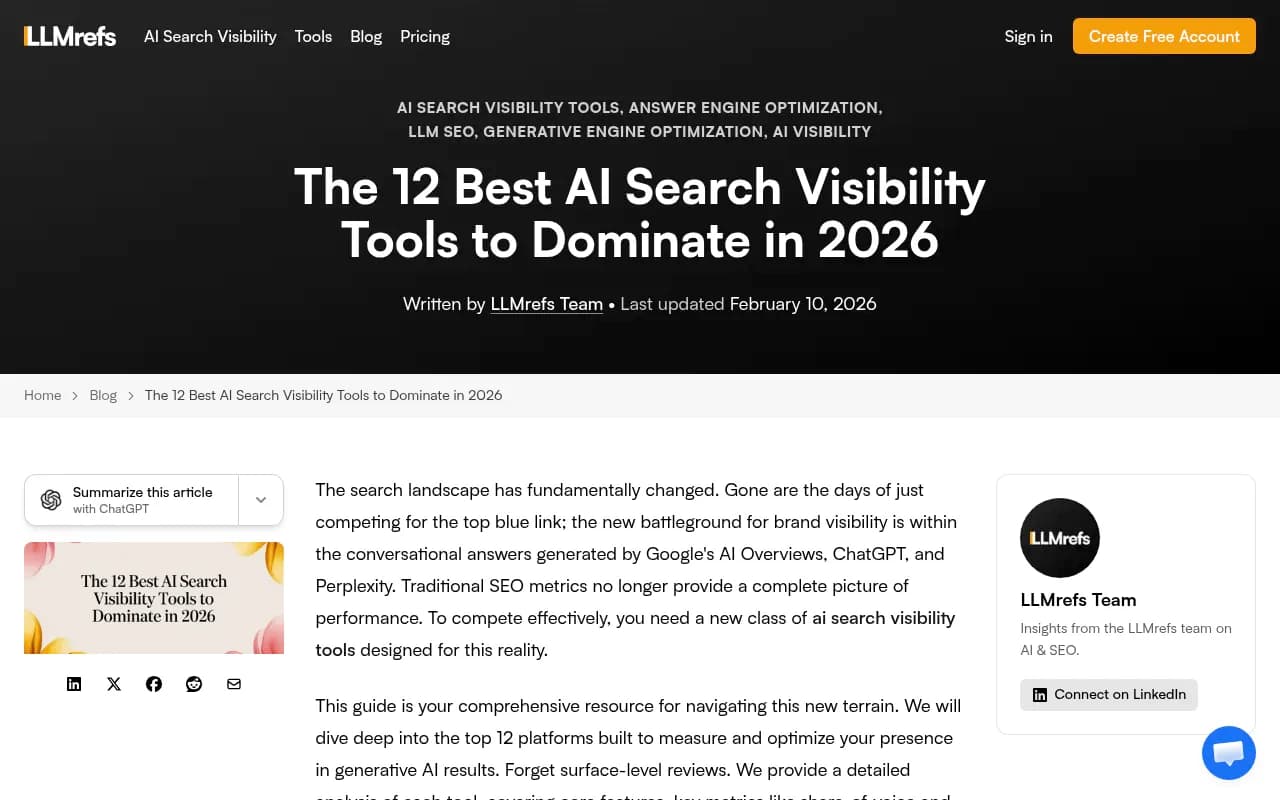 AI visibility tracking dashboard showing share-of-voice metrics across multiple platforms