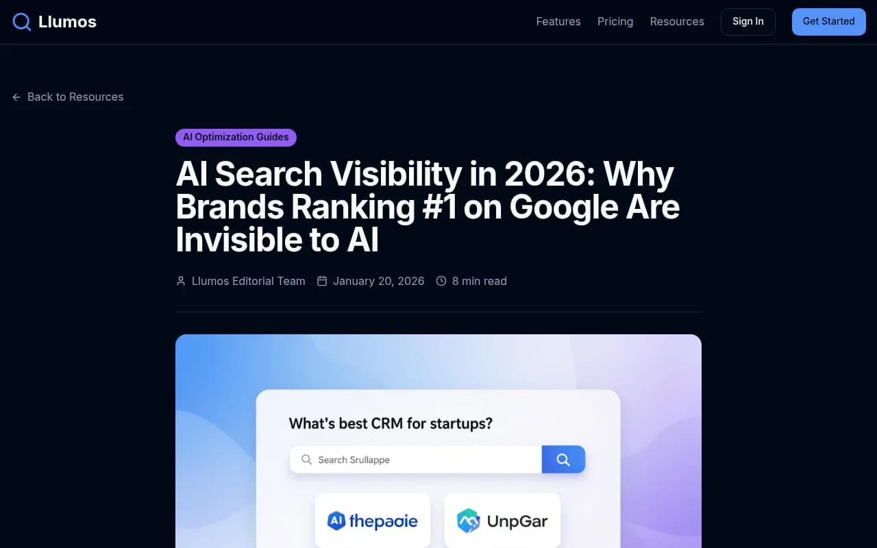 AI search visibility comparison showing why top Google rankings don't guarantee AI citations