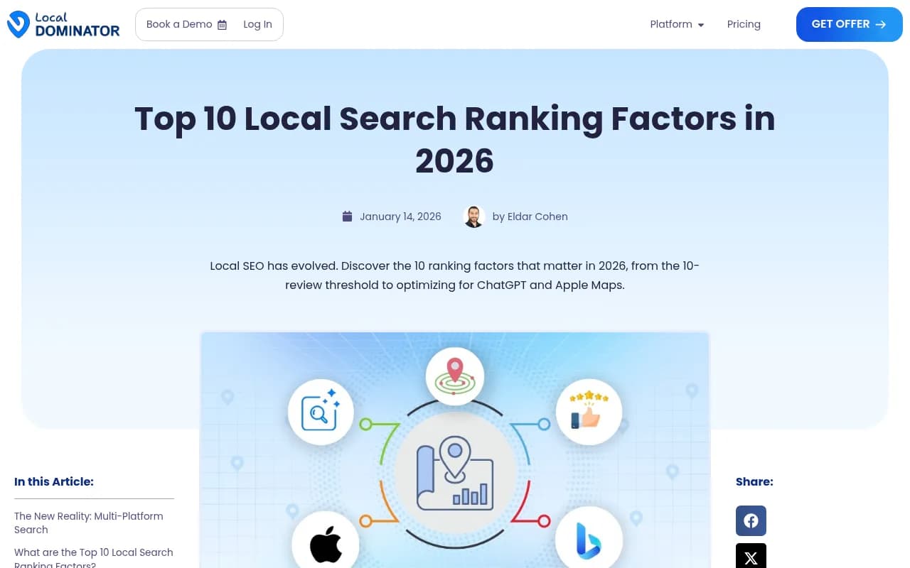 Top 10 Local Search Ranking Factors in 2026 overview from LocalDominator
