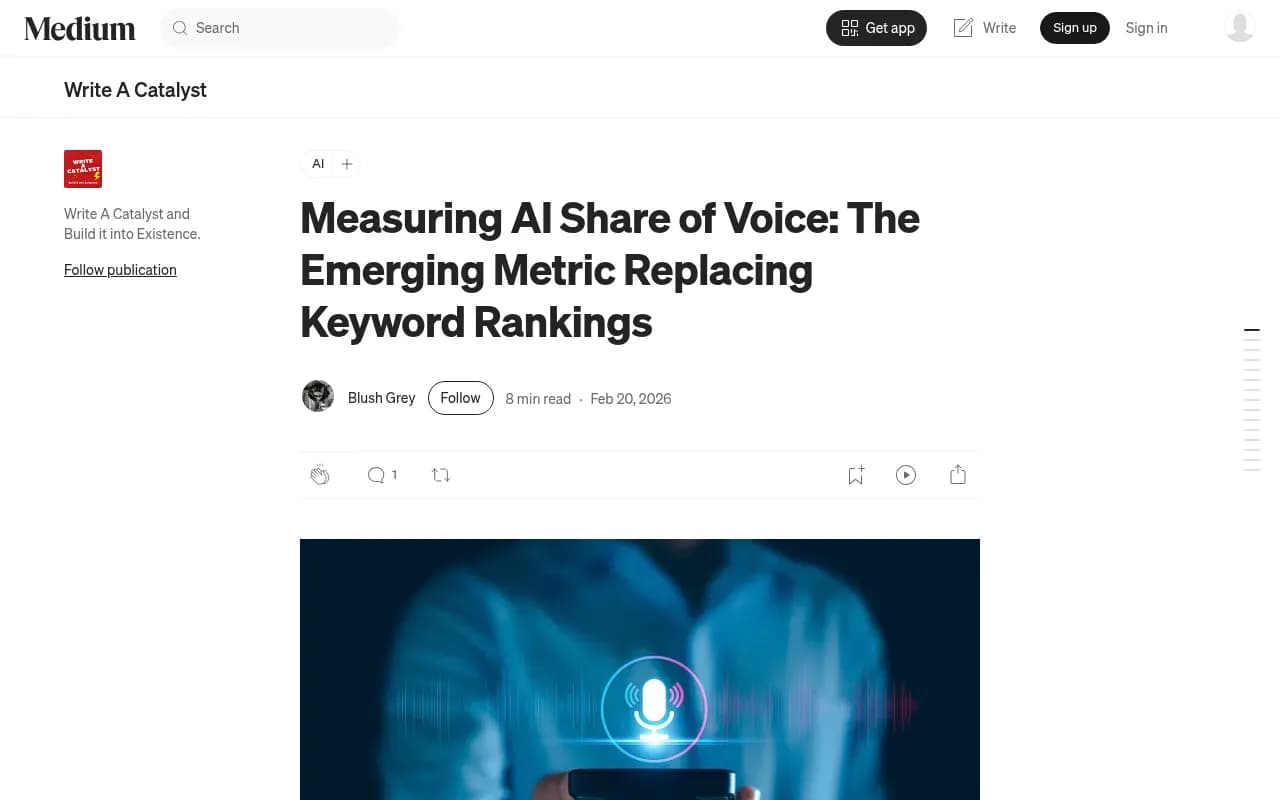 Medium article on AI share of voice as a metric replacing keyword rankings