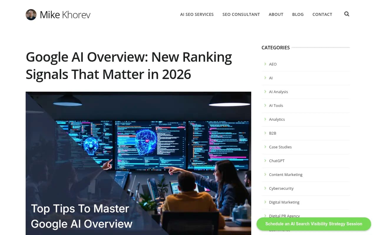 Google AI Overview ranking signals