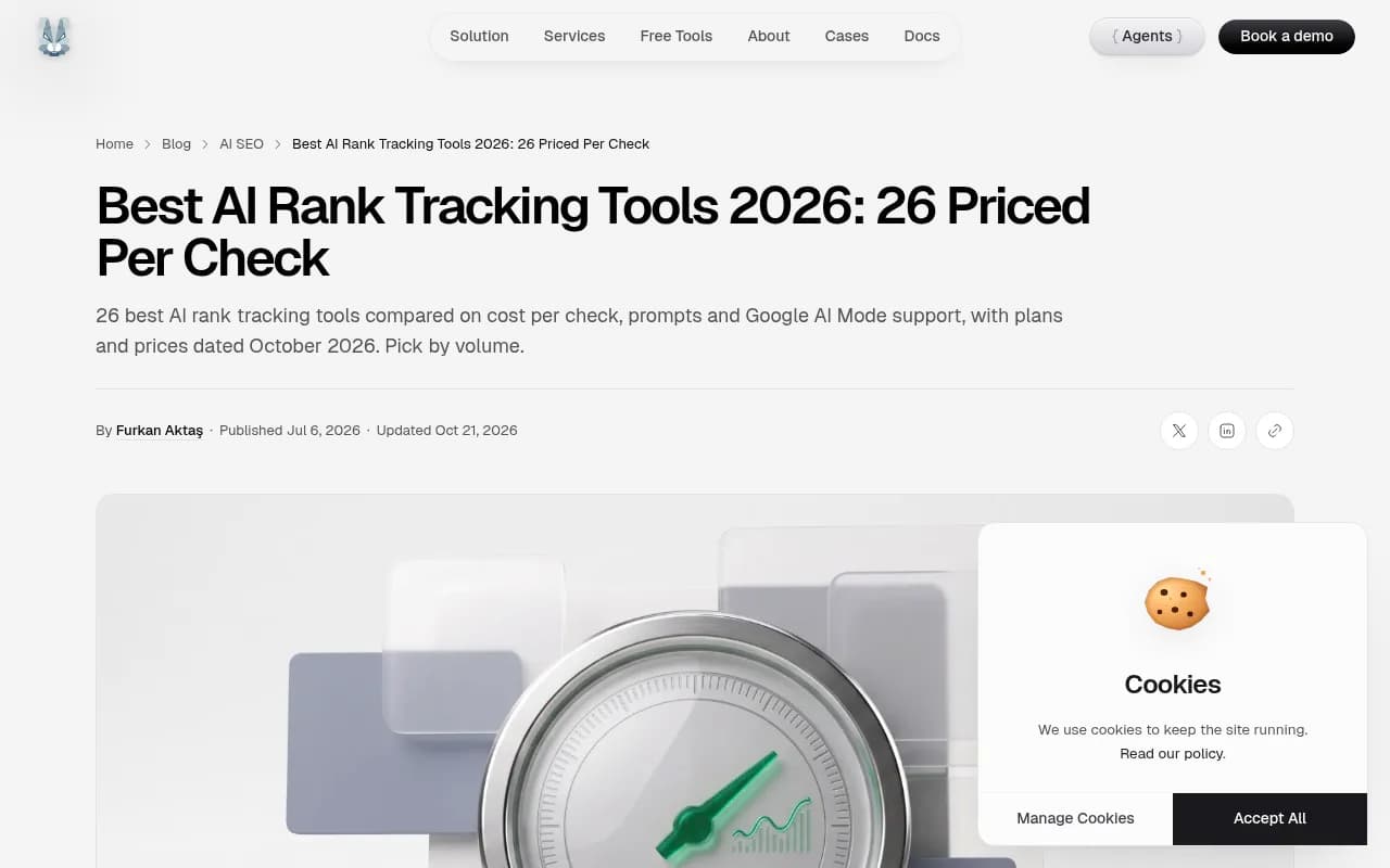 Mission Growth's AI rank tracking comparison, with every plan divided into cost per check