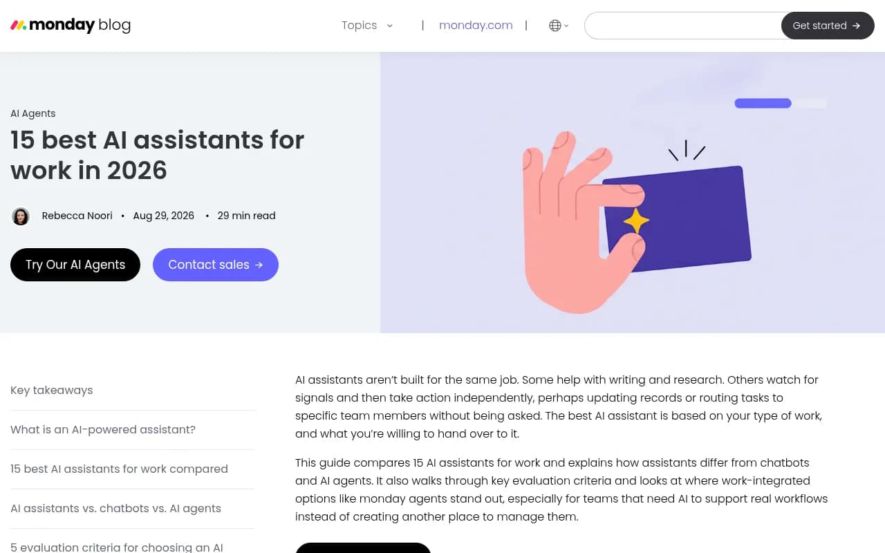 Monday.com's 2026 comparison of AI assistants for work, useful for seeing how each assistant is positioned to buyers